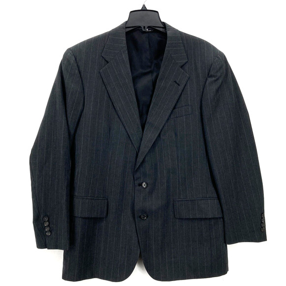 Vintage Polo University‎ Club Blazer Sport Coat Mens 42 Gray Striped Union Made